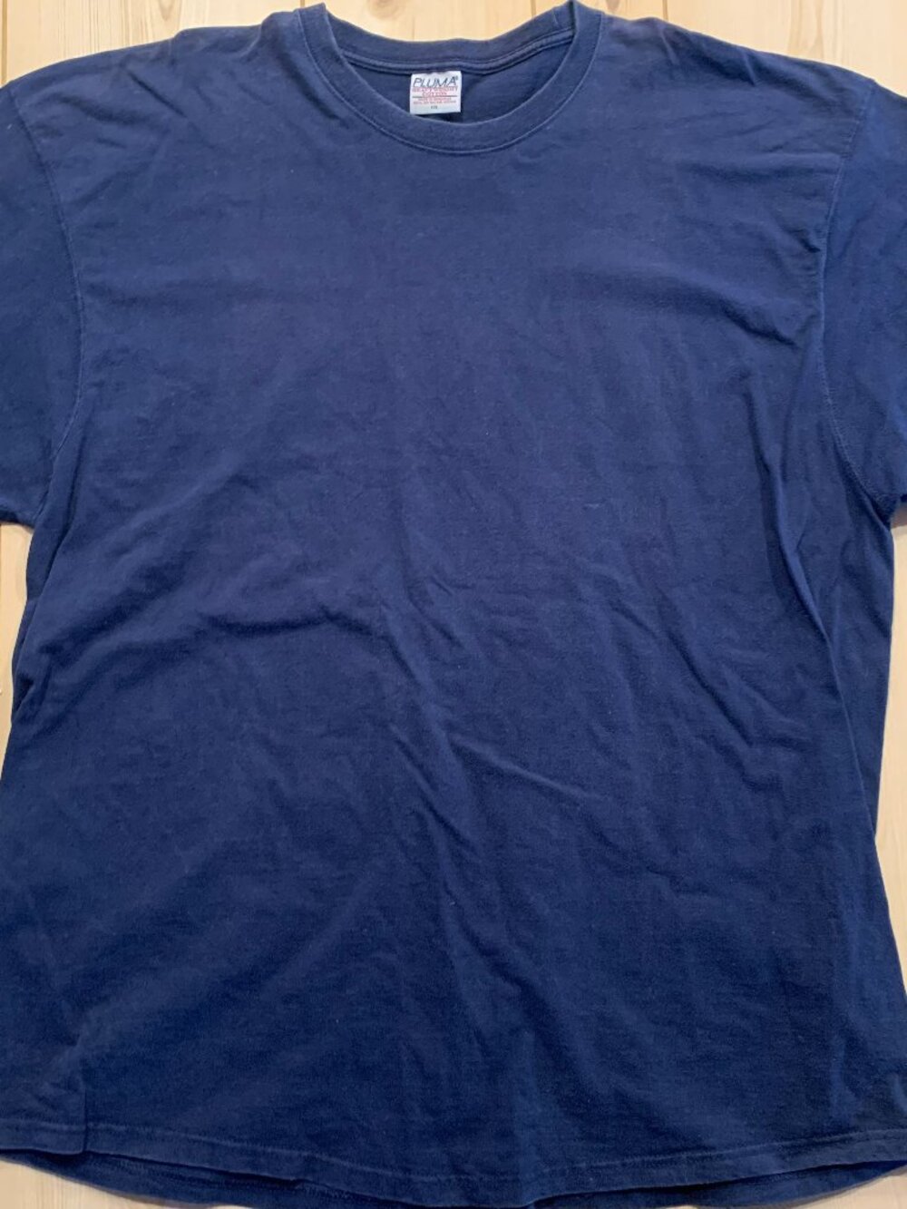 Vintage Y2K Pluma Heavyweight Cotton Plain Blank Solid Navy Blue T-Shirt XXL